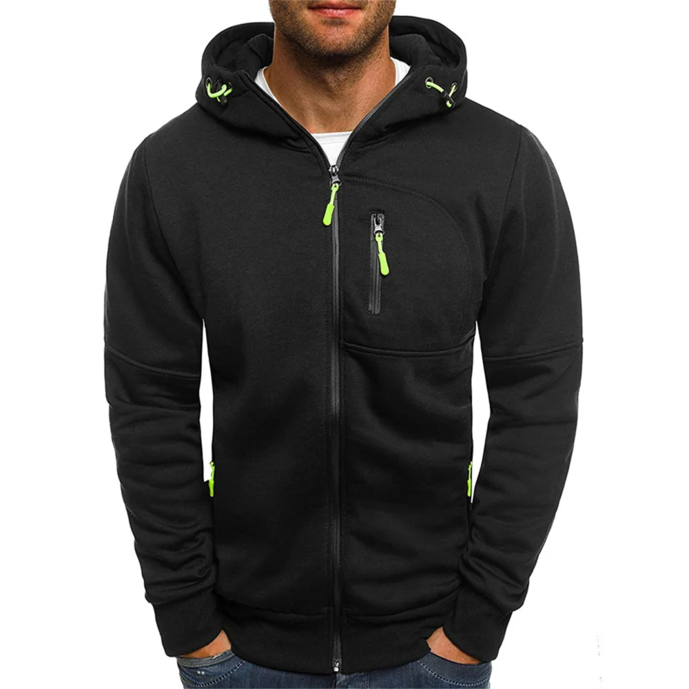 Men's Zip Up Hooded Essentials Jacket - Image 8