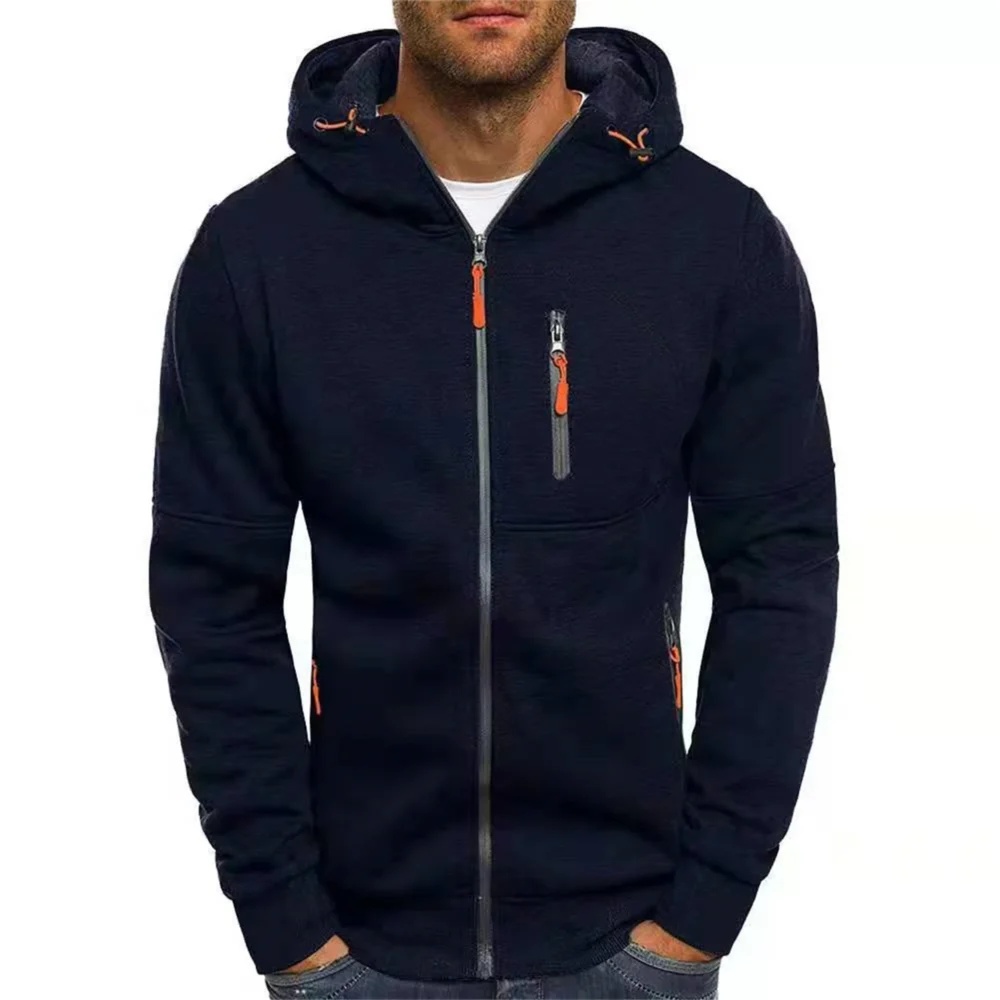 Men's Zip Up Hooded Essentials Jacket - Image 7