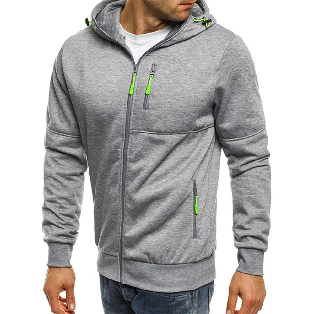 Men's Zip Up Hooded Essentials Jacket - Image 4